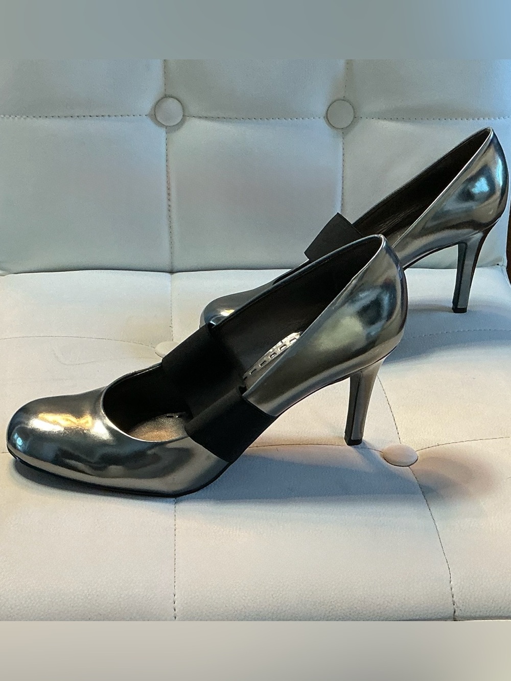 Gianni Bini Angel Metallic Graphite Black Mary Jane Pumps Heels Size 10M